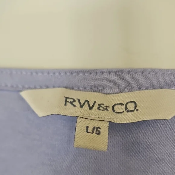 Rw & Co. Nwot Lavender V-Neck Gathered Bust Short Sleeve Cotton Top Sz Large - Picture 2 of 6